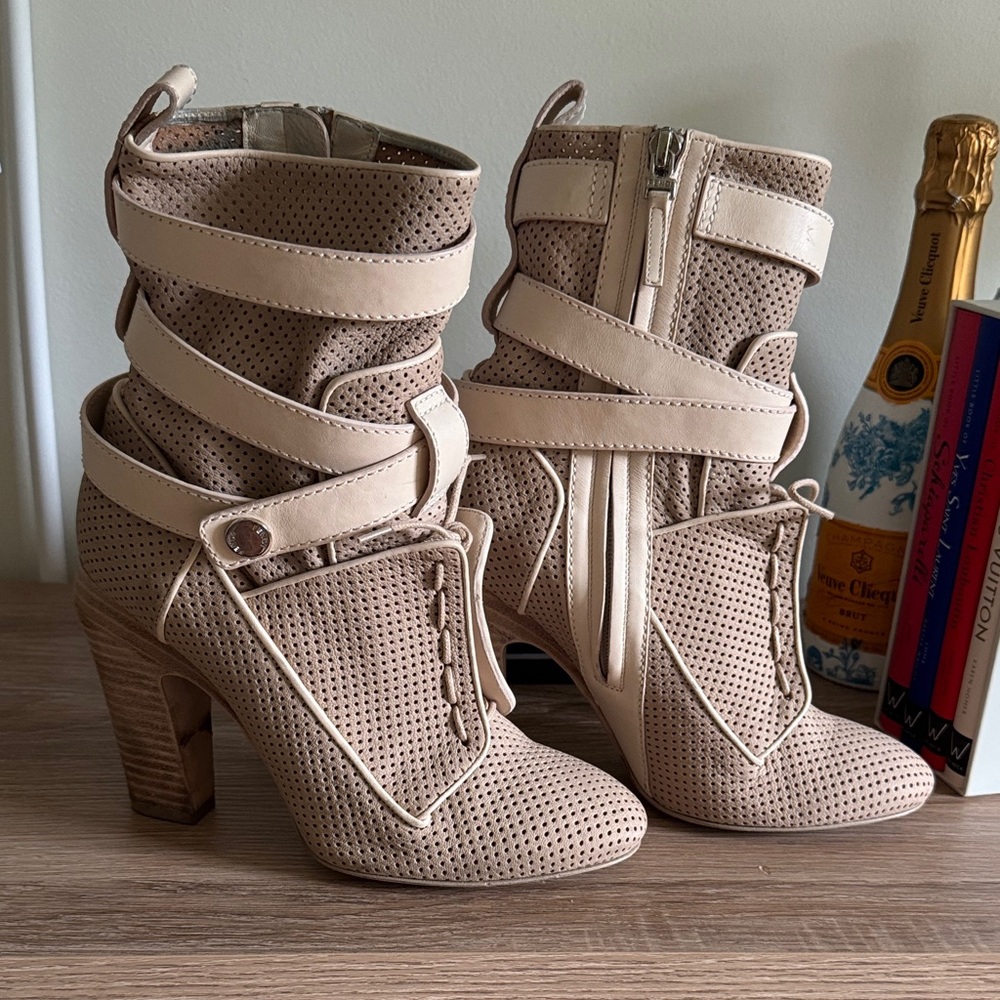 SOLD Fendi  Beige Perforated Ankle Boots